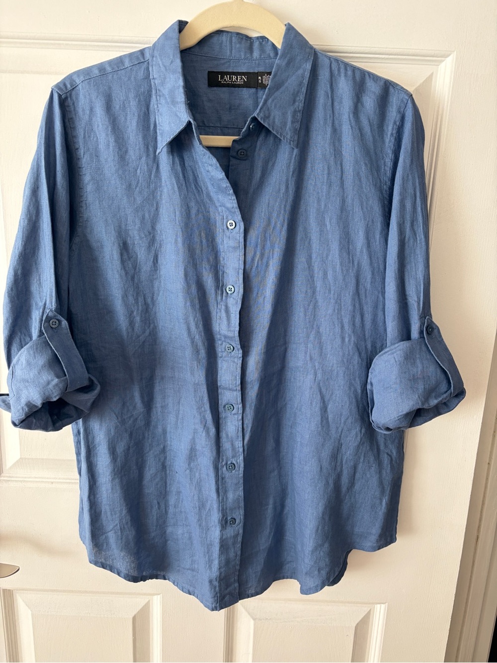 Lauren Ralph Lauren Blue Linen Button-Up Shirt